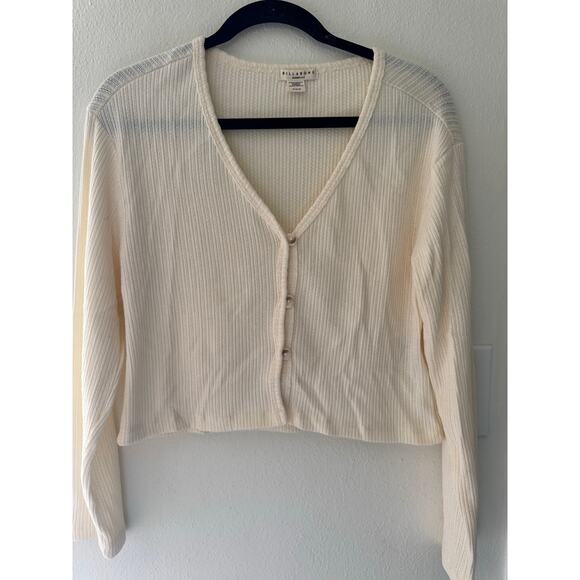 Billabong Lana Pointelle Stitch Button-Up Top size M / ribbed cardigan / sweater - Picture 2 of 8